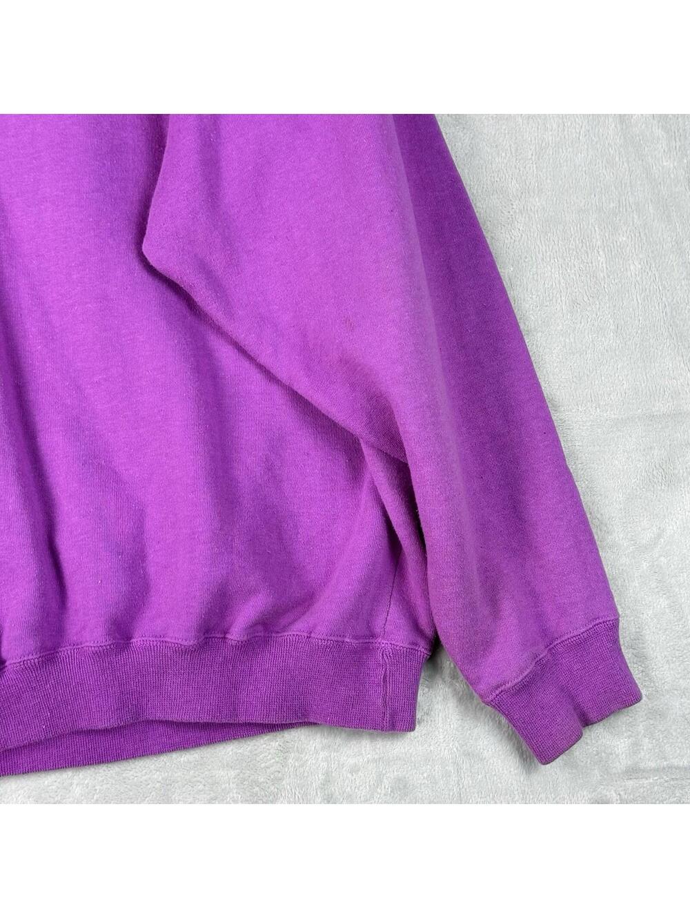 Vintage Teddy Bear Cat Graphic Sweatshirt 1980s Purple Crewneck Cute Wmns Sz L - Picture 8 of 9